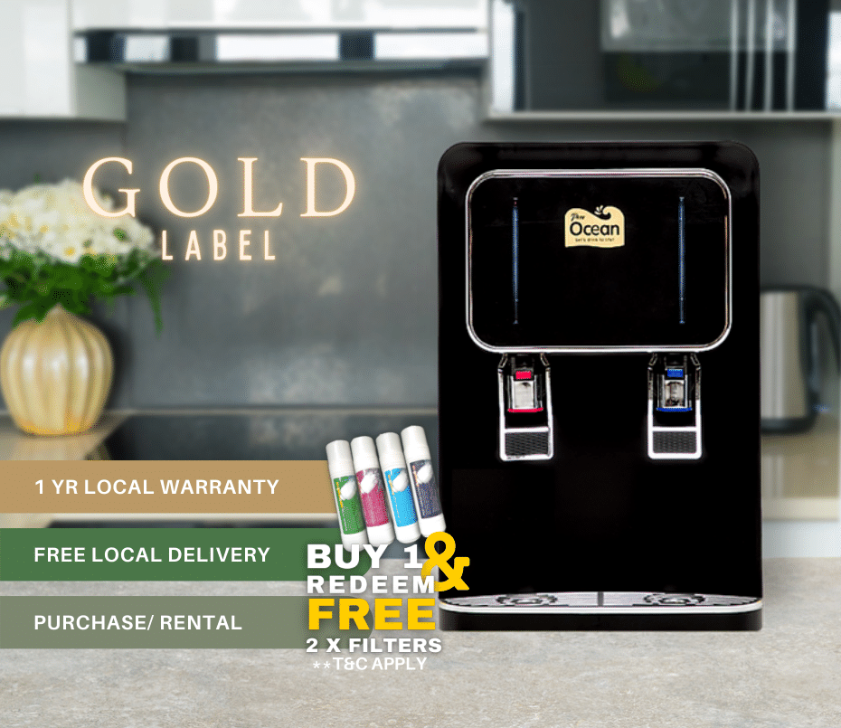 Pere Ocean Gold Label Hot Cold Table Top Direct Piping 3-Stage Filtered Water Purifier Dispenser